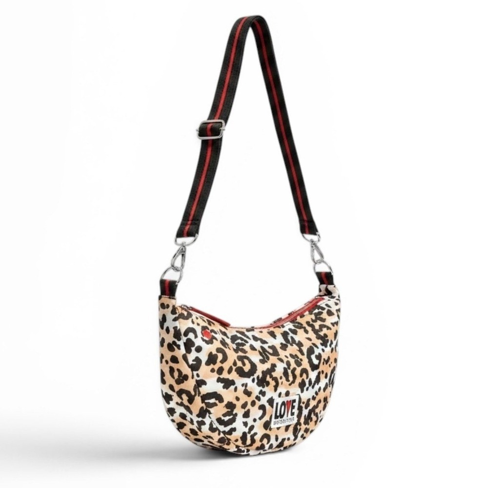 Brighton‎ Spotted Love Swing Bag Leopard Print Nylon Crossbody Handbag NEW